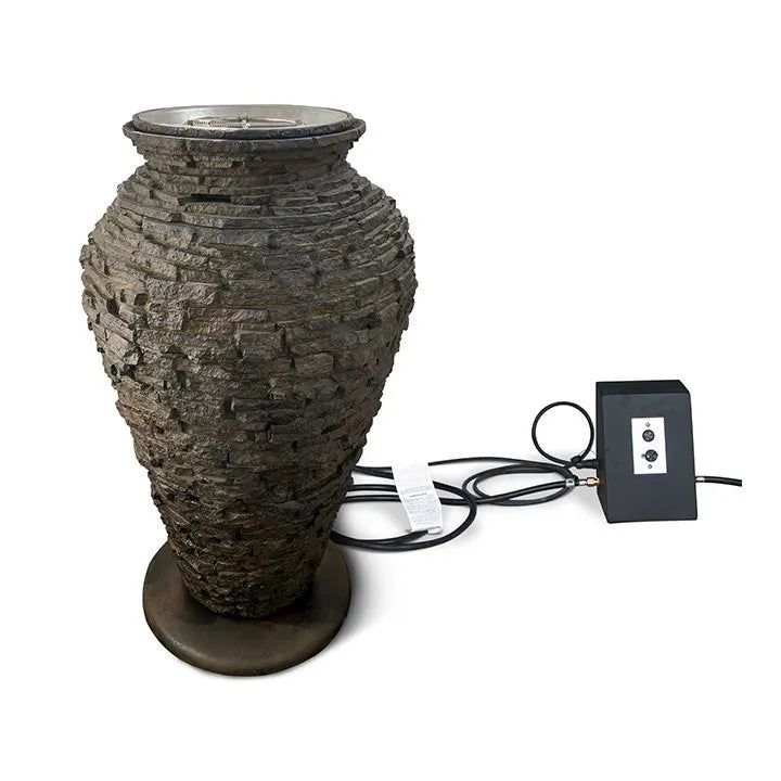 Photo of Aquascape Fire and Water Stacked Slate Urn Large - Marquis Gardens