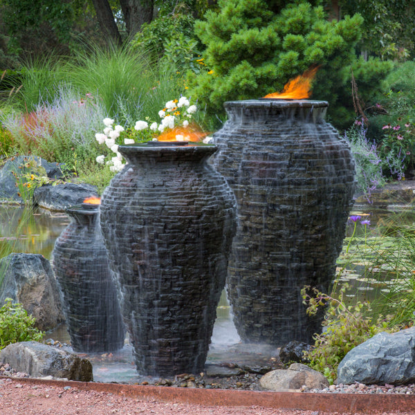 Photo of Aquascape Stacked Slate Urns - Marquis Gardens