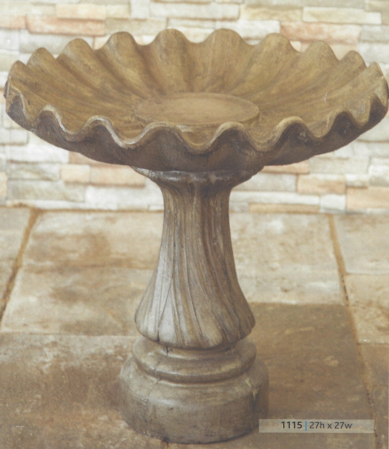 Photo of Birdbath - Swirl Base - Clamshell Top - Marquis Gardens