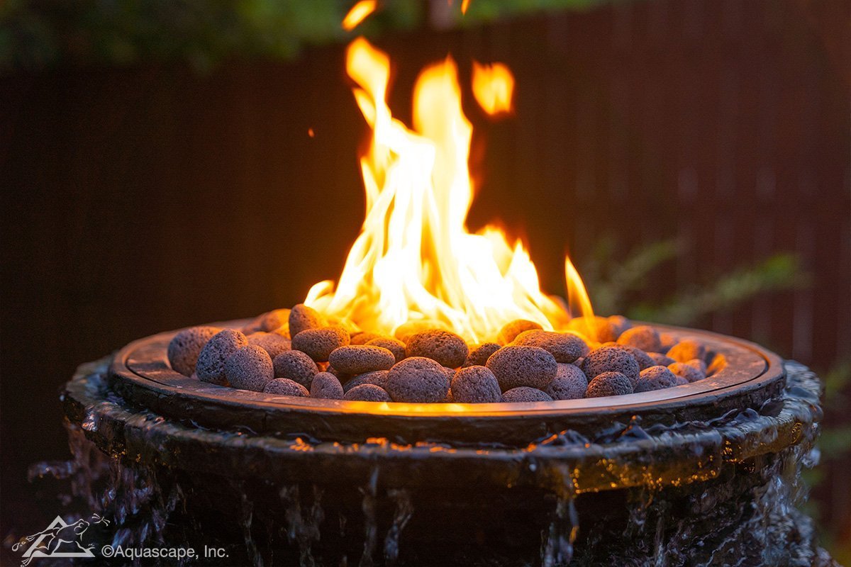 Photo of Aquascape Fire and Water Stacked Slate Urn Large - Marquis Gardens