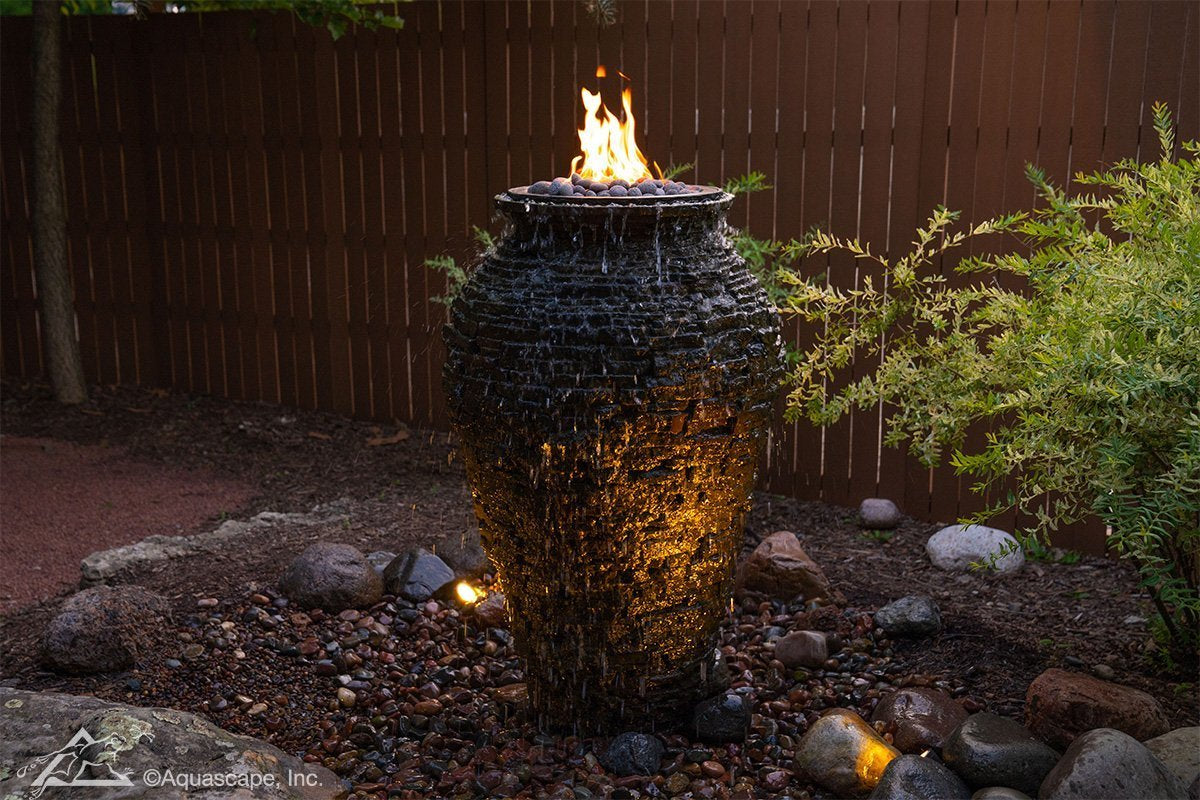 Photo of Aquascape Fire and Water Stacked Slate Urn Large - Marquis Gardens