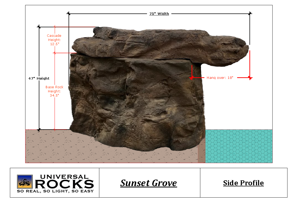 Photo of Sunset Grove - Complete Swimming Pool Waterfall Kit by Universal Rocks - Marquis Gardens